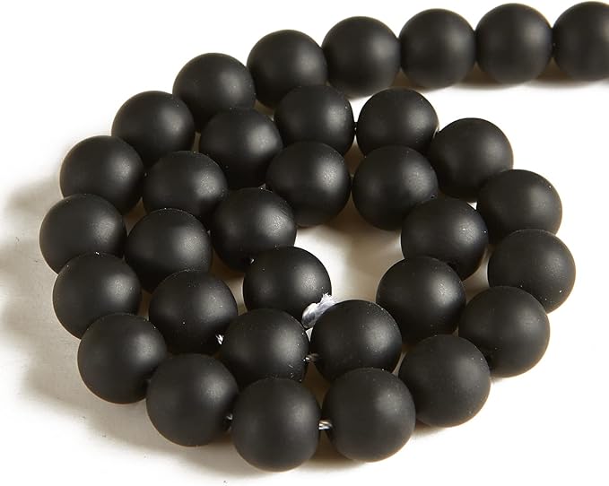 100pcs 10mm matte black beads natural gemstone beads round loose beads for jewelry making