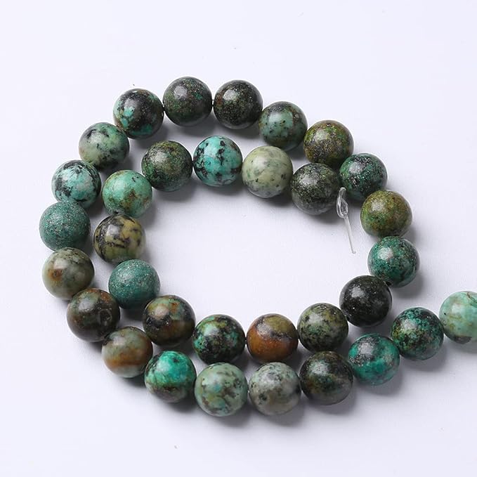 4mm 90pcs Natural African Turquoise Stone Beads for Jewelry Making Round Loose Gemstone Beads DIY Bracelet Necklace Earrings(African Turquoises, 4mm)