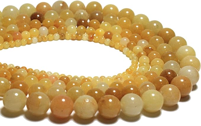 Natural Stone Beads 100pcs 8mm Yellow Aventurine Round Genuine Real Stone Beading Loose Gemstone Hole Size 1mm DIY Smooth Beads for Bracelet Necklace Earrings Jewelry Making (Yellow Aventurine, 8mm)