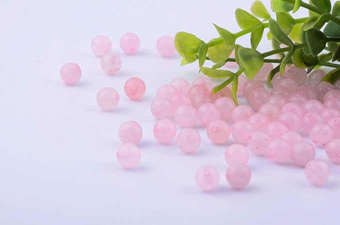 Natural Stone Beads 100pcs 6mm Rose Quartz Round Genuine Real Stone Beading Loose Gemstone DIY Charm Smooth Beads for Bracelet Necklace Earrings Jewelry Making (Pink Rose Quartz, 6mm)