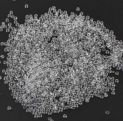 Perlin Glass Seed Beads 4mm 6/0 Round 1100pcs Mini Small Pony Spacer Beads Kit for Jewelry Making Earrings Bracelets Pendants Waist DIY Handmade (White Clear Transparent)