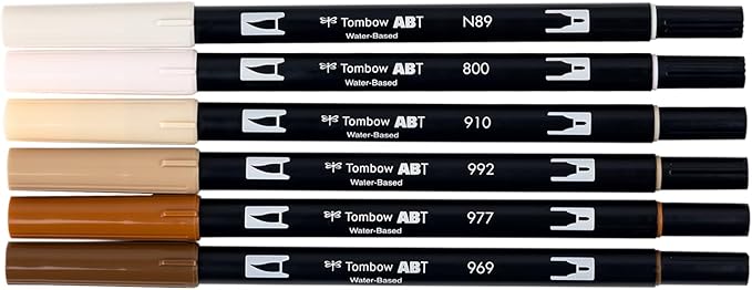 Tombow 56241 Dual Brush Pen Art Markers, Coffee Break, 6-Pack, Water-Based Ink, for Hand Lettering, Watercolor, Fine Art
