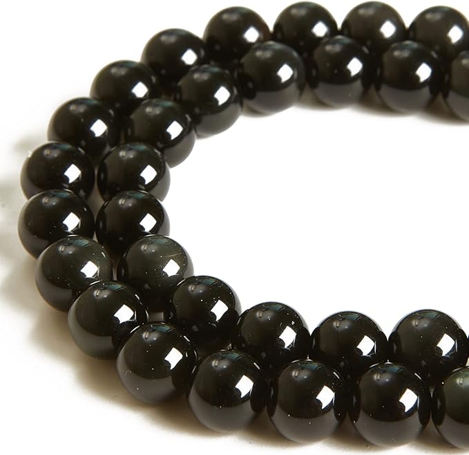 100pcs 8mm black obsidian beads natural gemstone beads round loose beads for jewelry making