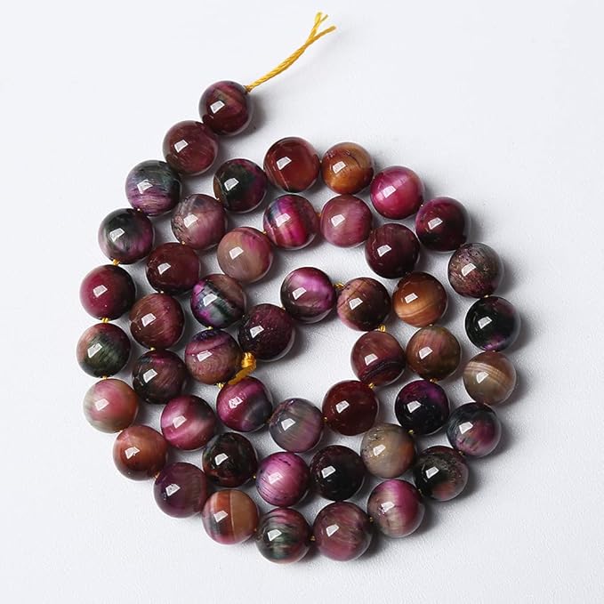 38pcs 10mm Top AAA Natural Tiger Eye Beads for Jewelry Making Rose Red Starry Sky Tiger Eye Stone Round Loose Beads DIY Bracelet Necklace Earrings