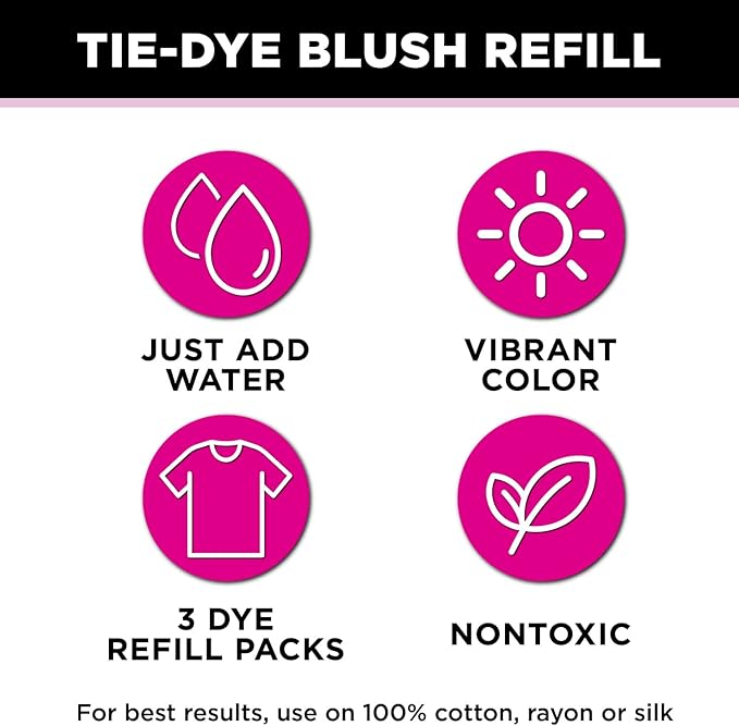 Tulip One-Step Tie-Dye Kit , 3 Fabric Dye Refill Packs, Packs, Blush