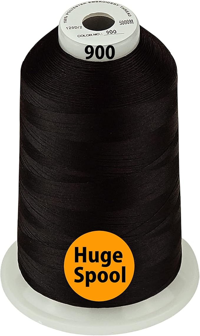Simthread - 33 Selections - Various Assorted Color Packs of Polyester Embroidery Machine Thread Huge Spool 5500Y for All Purpose Sewing Embroidery Machines - 1White+1Black