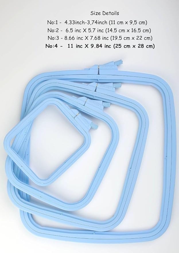 nurge square embroidery hoop - plastic cross stitch frame for needlepoint & embroidery - adjustable craft hoop - blue - no:4 (large)