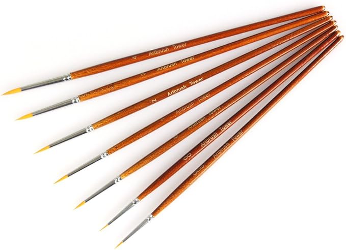 Fine Detail Paint Brush Set - 7 Pieces Miniature Brushes for Watercolor, Oil, Acrylic Painting, Airplane Kits