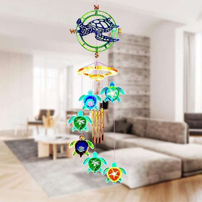 33Pcs Wind Chimes Epoxy Resin Molds Kit Turtle Shape Wind Bell Silicone Mold Tortoise Coaster Mould Wall Hanging Casting Moulds for Home Decorations (Wind Chime Mould)