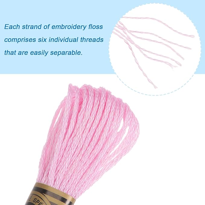 HARFINGTON 12 Skeins Embroidery Floss 8m Each Egyptian Long Fiber Cotton Cross Stitch Thread 26S/2x6 for Embroidery Projects Bracelet, Very Light Purple