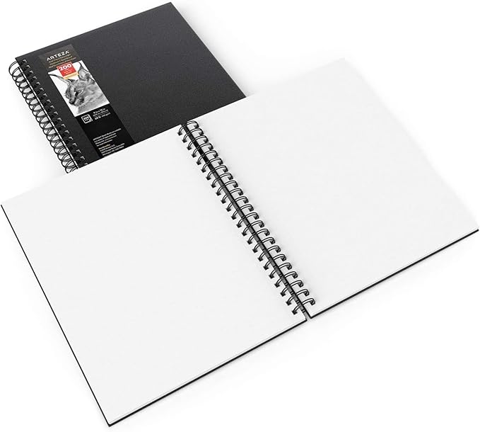 ARTEZA Spiral Sketch Book 9x12 Drawing Pad 2 Pack 200 Sheets Sketch Pads for Drawing for Adults & Teens