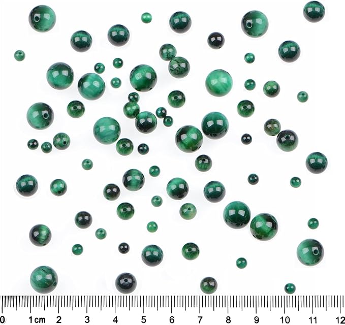 bymitel 140pcs crystal beads stone gemstone round energy healing loose beads with stretch cord for jewelry making bracelets anklets (green tiger's eye, 8mm 140pcs)