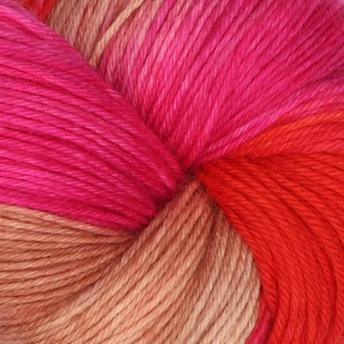 KnitPro Symfonie Fingering Weight Hand Dyed Variegated Yarn Skein | Extra Fine Merino Wool & Polyamide Blend for Knitting & Crocheting, Oeko-TEX Certified 400m, 100g | Terra Rhubarb