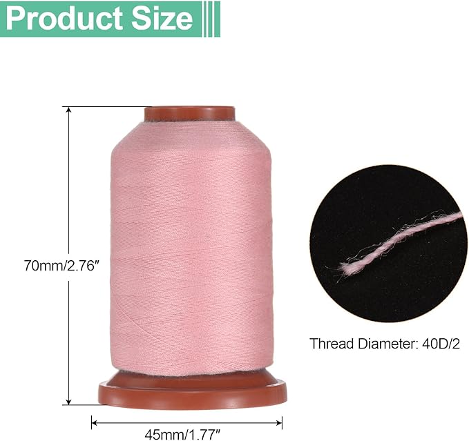uxcell 40D/2 Sewing Thread 1100 Yards Polyester Household Sewing String Hand Stitching Polyester Cord for Clothing Stitching Shoe Bag Repairing DIY Craft Light Peach Pink