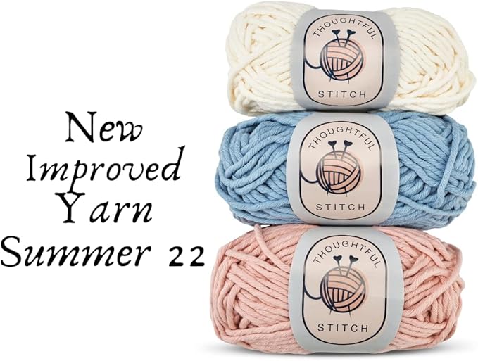Thoughtful Stitch Knitting Kit for Beginners Adults & Kid Friendly- Complete Knitting Kit - Learn to Knit Yarn Set with Tutorial Book for Adult Hobbies - 100% Cotton Wool & Bamboo Knitting Needle