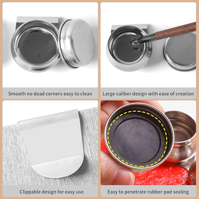 Portable Mini Tin Box 12-Well Empty Watercolor Palette Paint Mixing Tray is a Small Storage Kit with Magnetic Clip and Oil Pot,Making it Outdoor Sketching and DIY Painting.Space and Time Walk