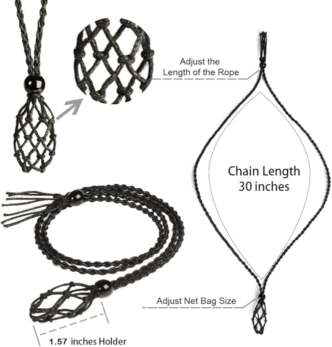 24pcs Adjustable Empty Necklace Holder Crystal Stone Necklace Pendant Necklace Cord Hand Woven Necklace Ropes for Jewelry Making