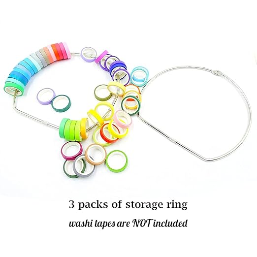 Vowcarol 3 Pack Washi Tape Organizer Washi Tape Storage Ring (8 inches)