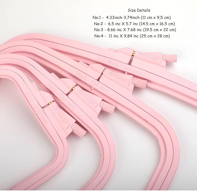 nurge square embroidery hoop - plastic cross stitch frame for needlepoint & embroidery - adjustable craft hoop - pink - no:1 (x small)