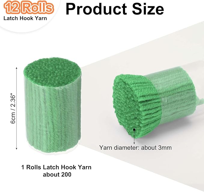 PATIKIL 12 Rolls Latch Hook Yarn, Latch Hook Kit Precut Rugs Yarn Making Crochet Bundles for Rug Adults Beginners Tapestry DIY Craft, Christmas