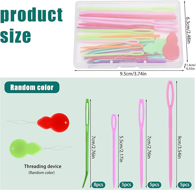Bupete 25 Pcs Yarn Needles Set, Tapestry Needle, Crochet Needles for Yarn, Plastic Large Eye Sewing Needles, Curved Darning Needles, Knitting Needles for Sewing, Knitting, Crochet