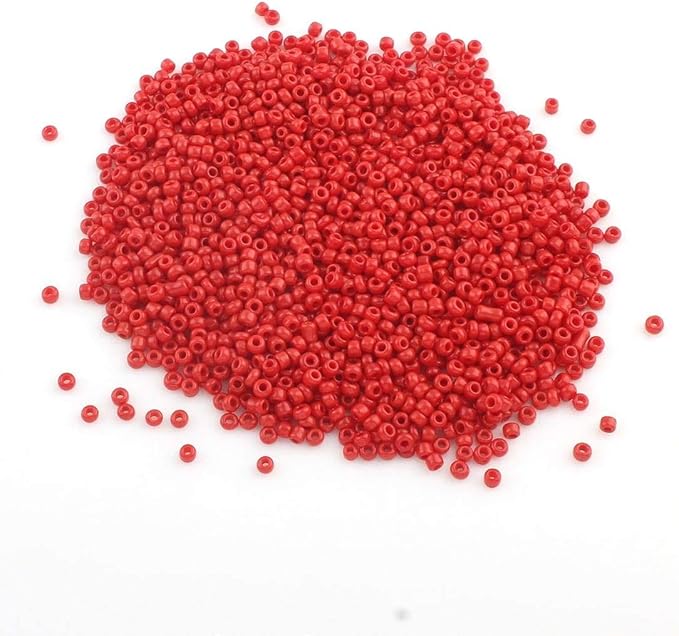 Perlin Glass Seed Beads 2mm 11/0 Round Mini Small Pony Beads 6500pcs for Making Earrings Bracelets Pendants Waist Jewelry DIY Handmade Opaque Color Kit (Red)