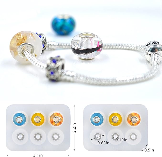 Jewelry Resin Bead Mold (2 pcs) DIY Dried Flower Epoxy AB Glue Round Bead Mold (5 mm), Used for Resin Earrings, Bracelet Jewelry Making, Epoxy Craft Decoration Supplies and 30 S925 Silver Washers