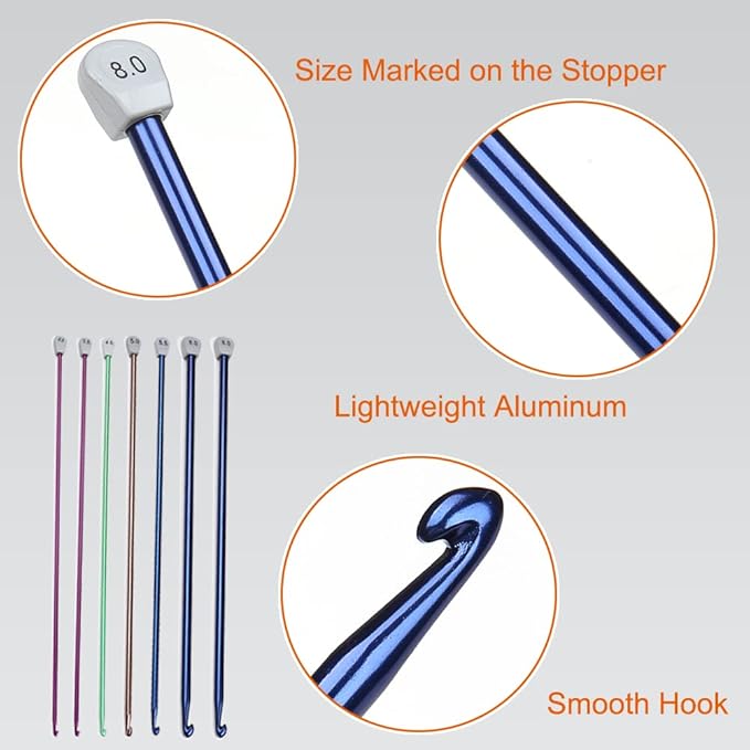 Tunisian Crochet Hook 6.0 mm, Aeelike Extra Long Afghan Hook Aluminum Durable for Beginners and Crochet Hook Lovers,Tunisian Knitting Needles for Crocheting Blankets Scarves Bags Sweater