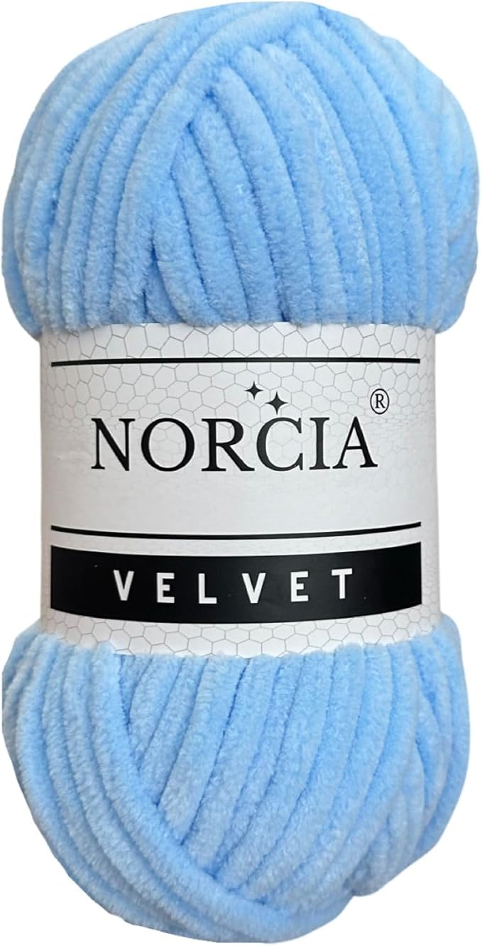 Soft Velvet Yarn Chenille Yarn for Crocheting Super Bulky (100g-3.50oz) (68m-74.3 yds) Baby Blanket Yarn for Knitting Amigurumi Yarn for Crochet Weaving Craft (Baby Blue, 1 Skein)