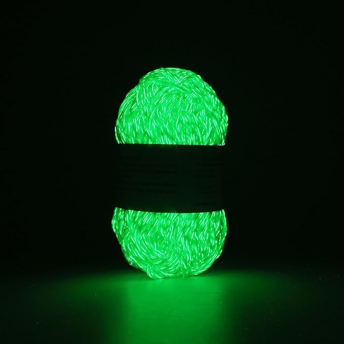 Glow in The Dark Yarn - 100g/3.5oz DK #3 Light Weight, Beginner-Friendly Crochet & Knitting Supplies (Mint Green, 1 Pack)