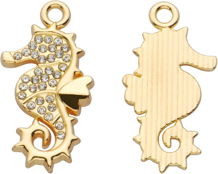 Pack of 20 Rhinestone Charms Gold Plated Pendants Pave Crystal Accessories for Necklace Bracelet Jewelry Making DIY Crafting