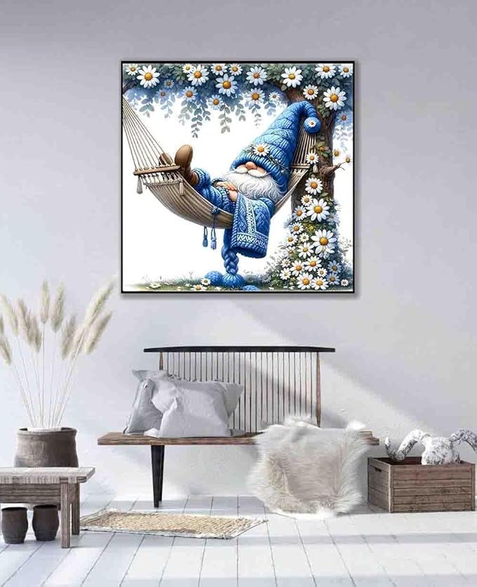 gnome stamped cross stitch kits for adults beginner,flower counted cross stitch kits printed stitching cute patterns dimensions needlepoint art crafts embroidery kits for adults beginners