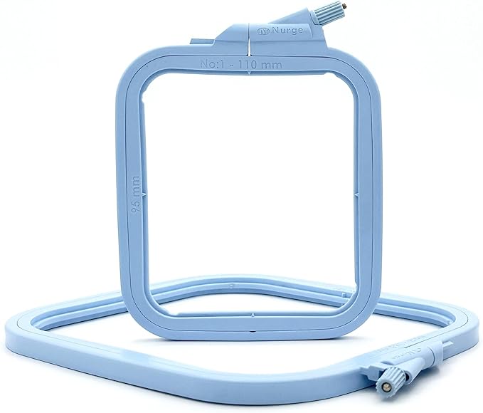 nurge square embroidery hoop - plastic cross stitch frame for needlepoint & embroidery - adjustable craft hoop - blue - no:1 (x small)