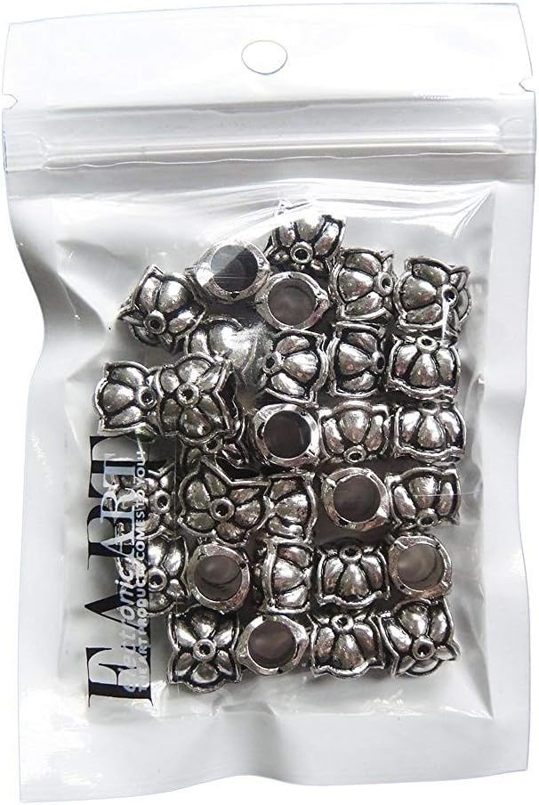 RUBYCA 30pcs Tibetan Silver Tone Spacer Beads Fit European Charms Bracelet Flower Design