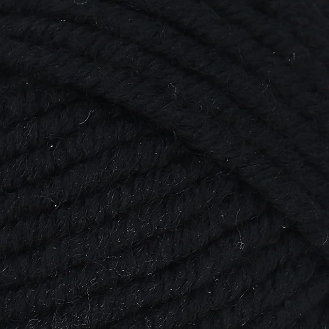 Estako Megastar, 75% Acrylic 25% Wool Yarn, Soft, Chunky Bulky Weight #5 for Crochet and Knitting 3.52 Oz (100g) / 120 Yrds (110m) (60978 - Black)