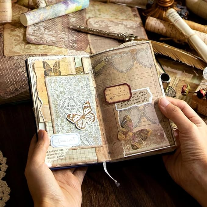 300 Sheets Vintage Scrapbook Paper, Scrapbooking Journaling Supplies Decorative Craft Paper Kits, Ephemera for Junk Journals, Albumn, DIY Crafts Arts