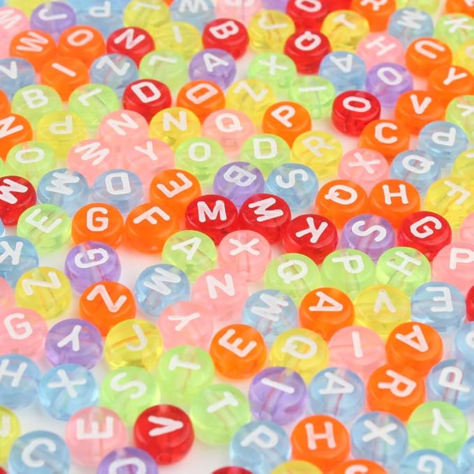 Song Xi 1200pcs Colorful Alphabet Beads 4x7mm A-Z Letter Beads for Bracelets and Jewelry Making Key Chains