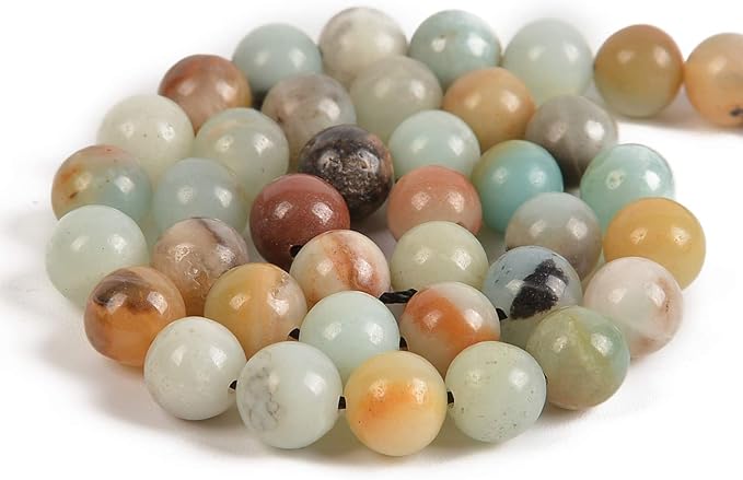 90pcs 4mm Natural Mixedcolor Amazonite Gemstone Round Spacer Loose Stone Beads for Jewelry Making 15.5" 1 Strand (Mixedcolor Amazonite, 4mm 90Beads)