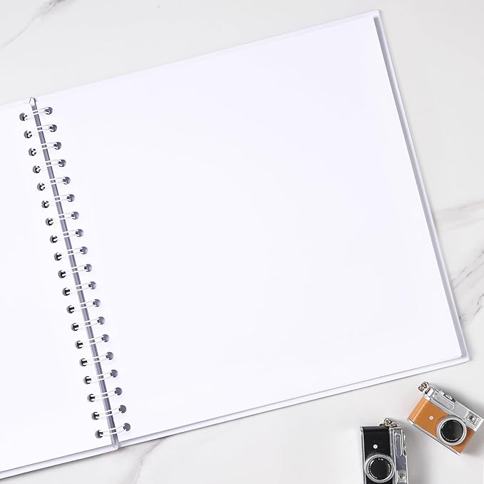 Scrapbook 10 x 10 Inch DIY Square Photo Window + 3 Corner Stickers, Photo Album Hardcover Kraft Paper White 40 Sheets/ 80 Pages