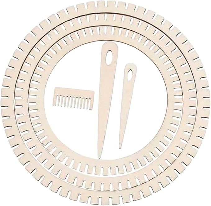 Wood Knitting Loom Kit DIY Weaving Art Easy to Use Weaving Tools Weaving Supplies for Scarf Knitted Crafts Craft Enthusiasts, Round 6pcs Set