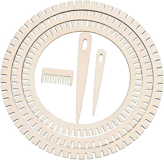 Wood Knitting Loom Kit DIY Weaving Art Easy to Use Weaving Tools Weaving Supplies for Scarf Knitted Crafts Craft Enthusiasts, Round 6pcs Set