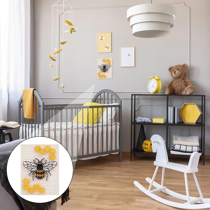 WEBBEDY 3D String Art Kit DIY Bee String Arts and Craft Kits for Adults Beginners Include All Necessary Accessories and Wooden Frame, Home Wall Decorations Unique Gift