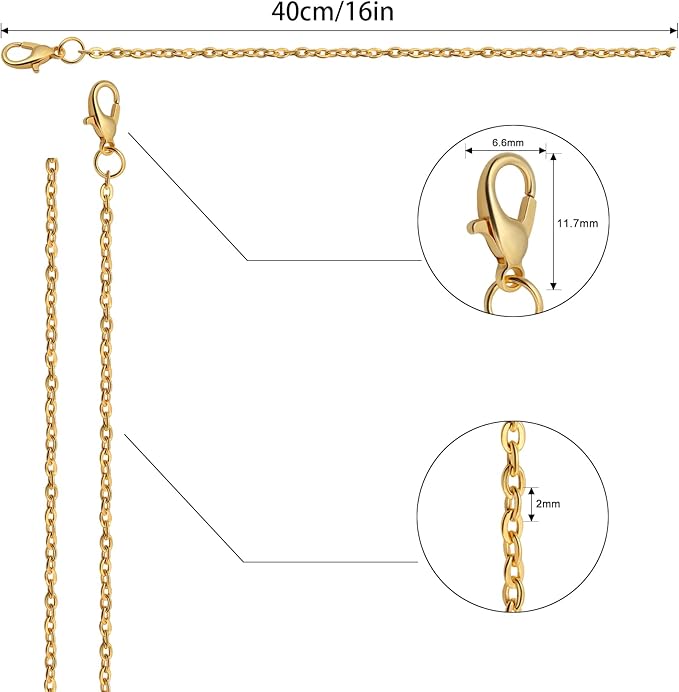 lemonkey 24 pack necklace chains bulk,gold and silver plated diy cable link chains for jewelry making 16 inches