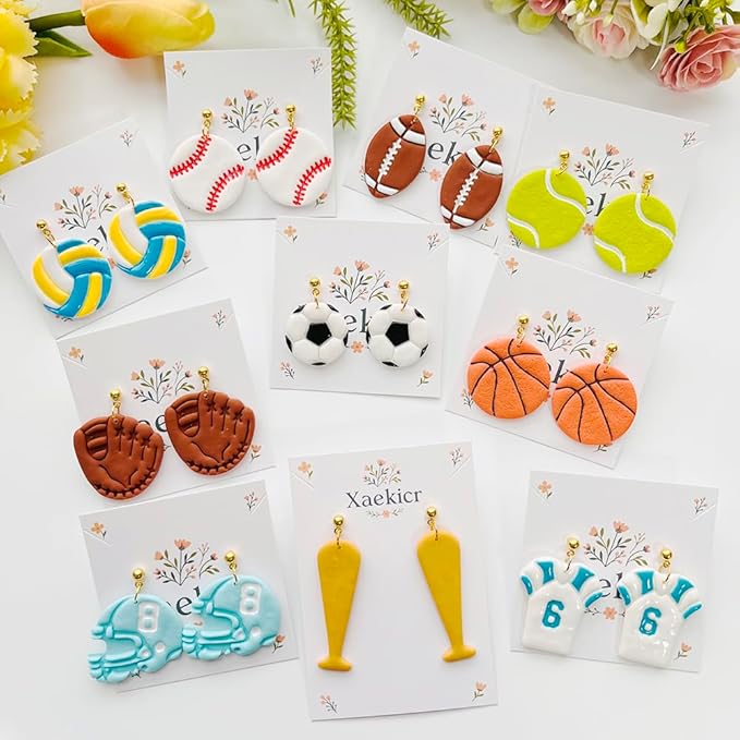 Xaekicr Sports Theme Polymer Clay Cutters Set – Multiple Shapes Clay Cutters for Polymer Molds, Clay Earring and Tools