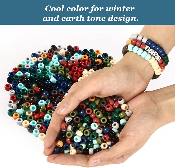 pony multi-colored bracelet beads for hair braids & crafts - plastic earth tone hair beads (small pack)