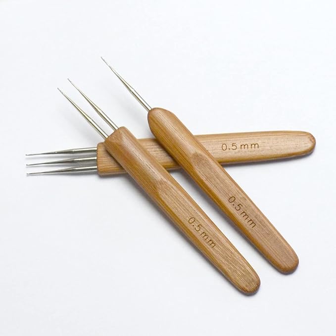 Luwigs 3pcs/Set 0.5mm Dreadlock Crochet Hook for Hair (1 Hook, 2 Hooks,3 Hooks) Dreadlock Needle Tool for Braid Bamboo Dreadlock Crochet Hook Dreadlocks Crochet Needle for Dreads Tool