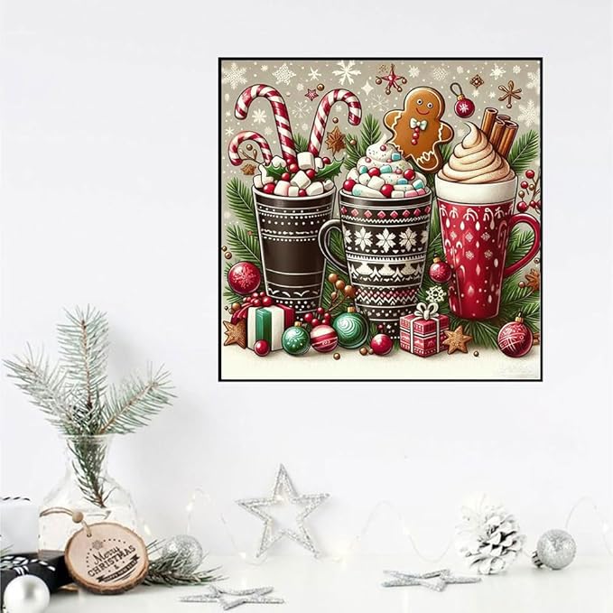 WUSARPLY Christmas Diamond Paintings Kits for Adults, Snowflake Diamond Art Kits Full Drill Diamond Dots Paint with Diamonds Gem Arts and Crafts for Beginner Home Wall Decor