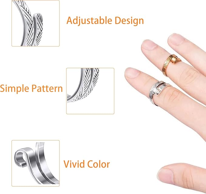 Ubuymart 2 Pack Knitting Crochet Loop Ring for Fingers, Adjustable Crochet Tension Ring, Metal Open Yarn Guide Finger Holders, Knitting Thimbles for Crochet Sliver