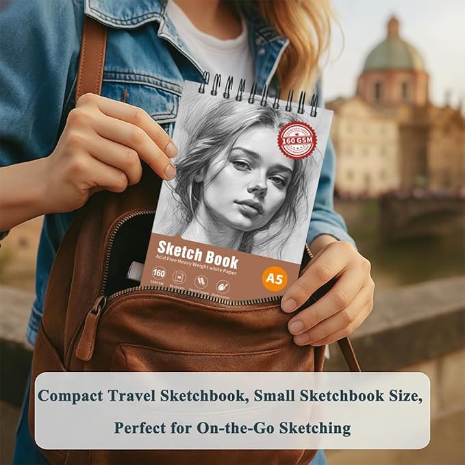 Thickened Mixed Media Sketchbook - Three Different Sizes, Drawing Paper Pad-108lb/160gsm, (Character Sketch, Gift Set （A4+A5+A6)