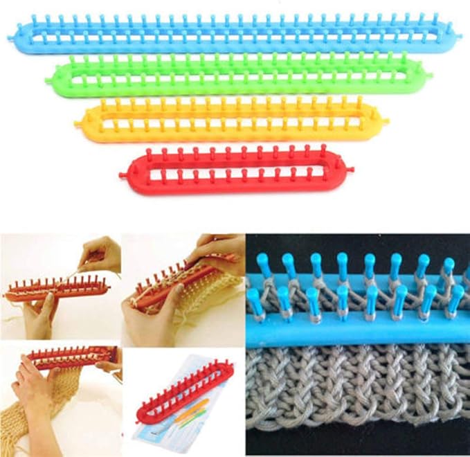 1 Set Portable Knitting Kit, Needle Scarf Knitter Weaving Loom Knitting Kit, Weaving Tool Sewing Accessories(red)